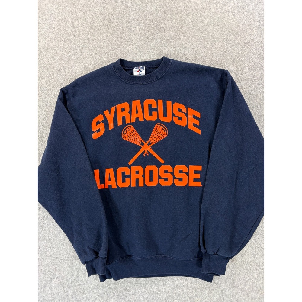 Syracuse Orange Screened Logo Team Issue Lacrosse Sweatshirt (Men's Small) Blue